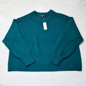 Ann Taylor Sweater XXL Teal Blue Chunky Drop Shoulder Cable Details NWT 836510